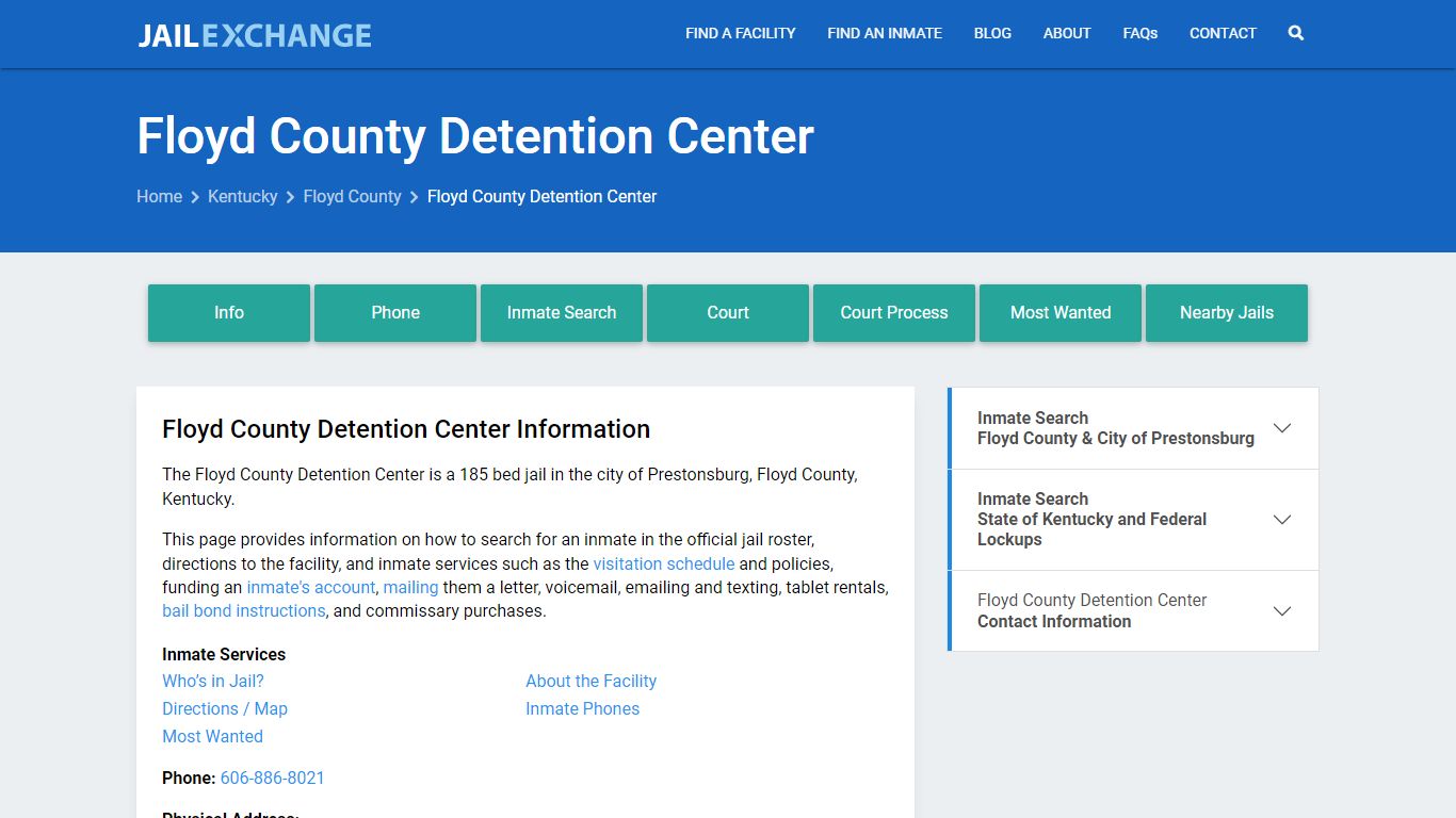 Floyd County Detention Center, KY Inmate Search, Information