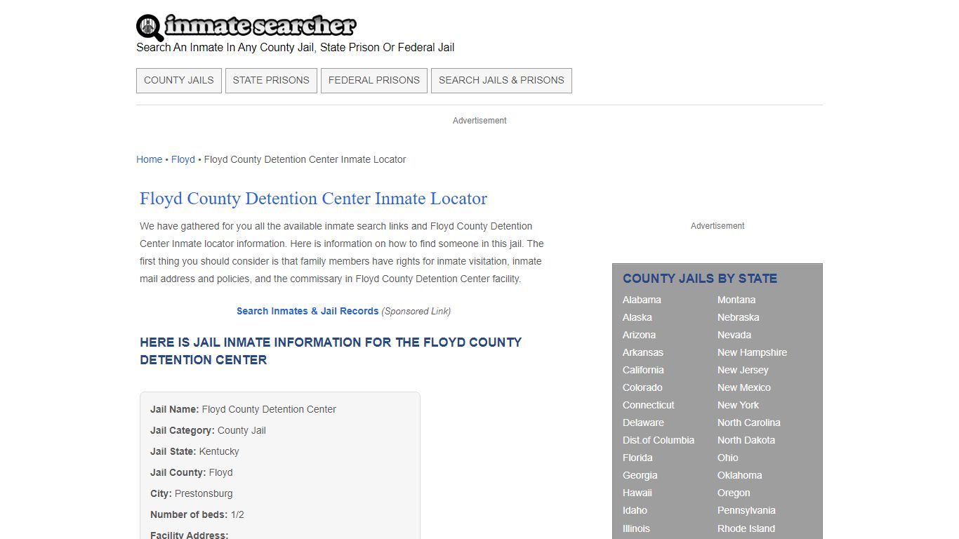 Floyd County Detention Center Inmate Locator - Inmate Searcher